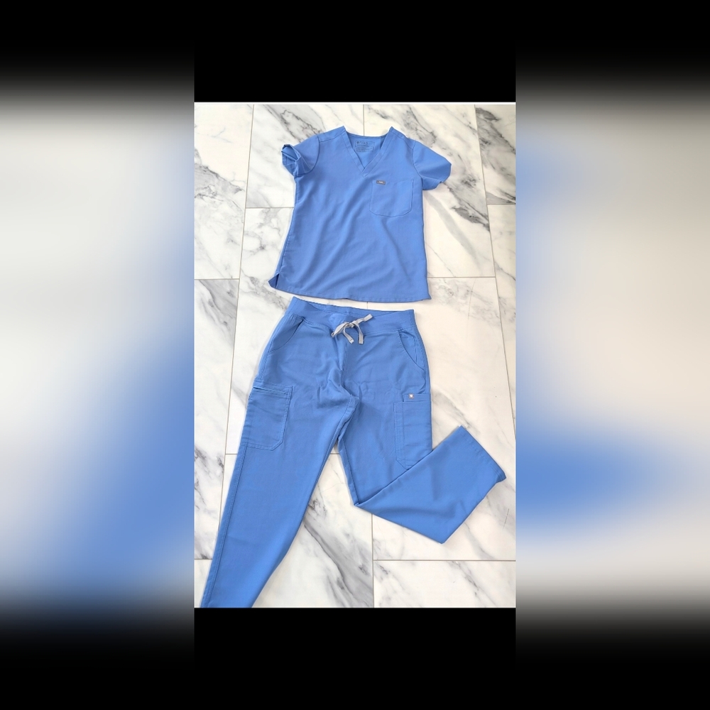 Figs Ceil Blue Yola High Waisted Scrubs